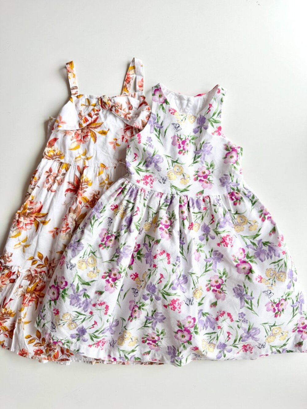 Lot of 2 Girl's JANIE & JACK White Floral A-Line Fit & Flare Dresses, Size 4